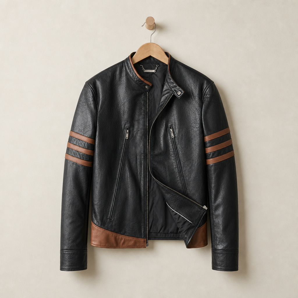 Leather Biker Jacket for Women Faux Leather Striped – Marlowe