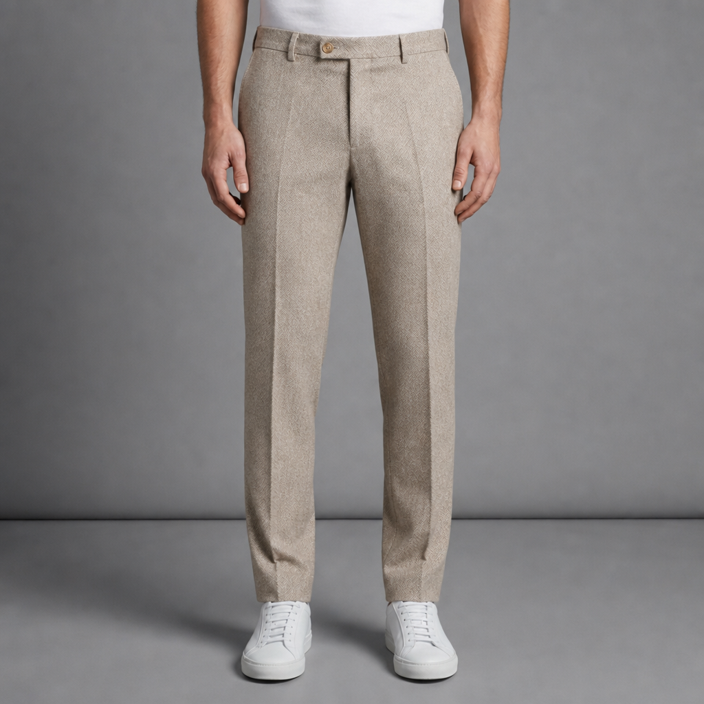 Wool Blend Herringbone Trousers Straight Leg – Arden