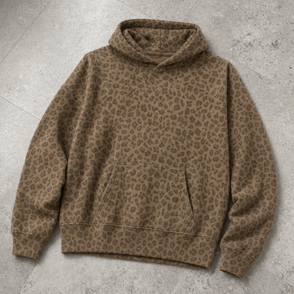 Leopard Print Hoodie Relaxed Cotton Blend Pullover – Sienna