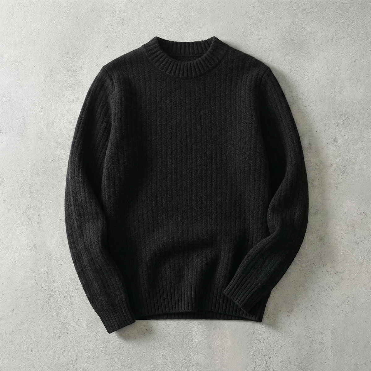Ribbed Knit Sweater Wool Blend Crew Neck Relaxed Fit – Alina