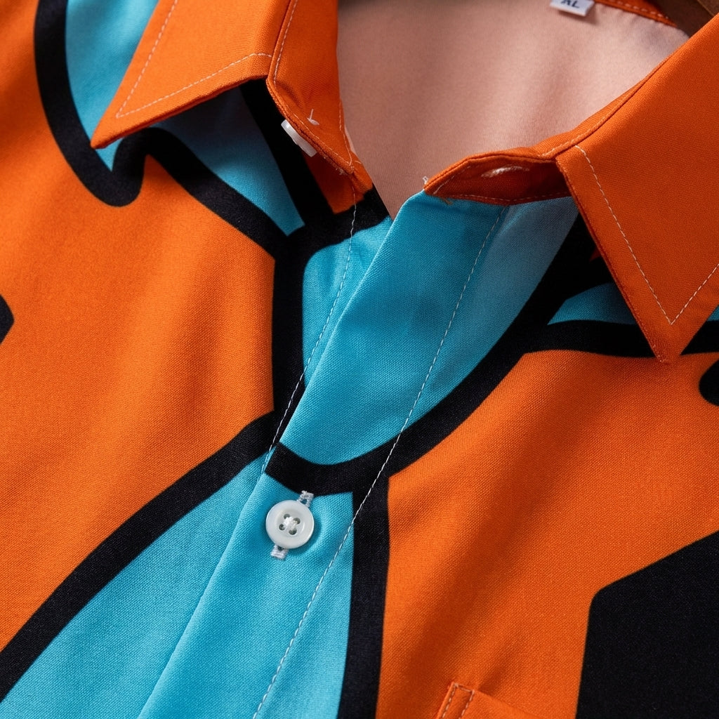 Men's Geometric Graphic Button-Up Shirt Soft Blend – Luca