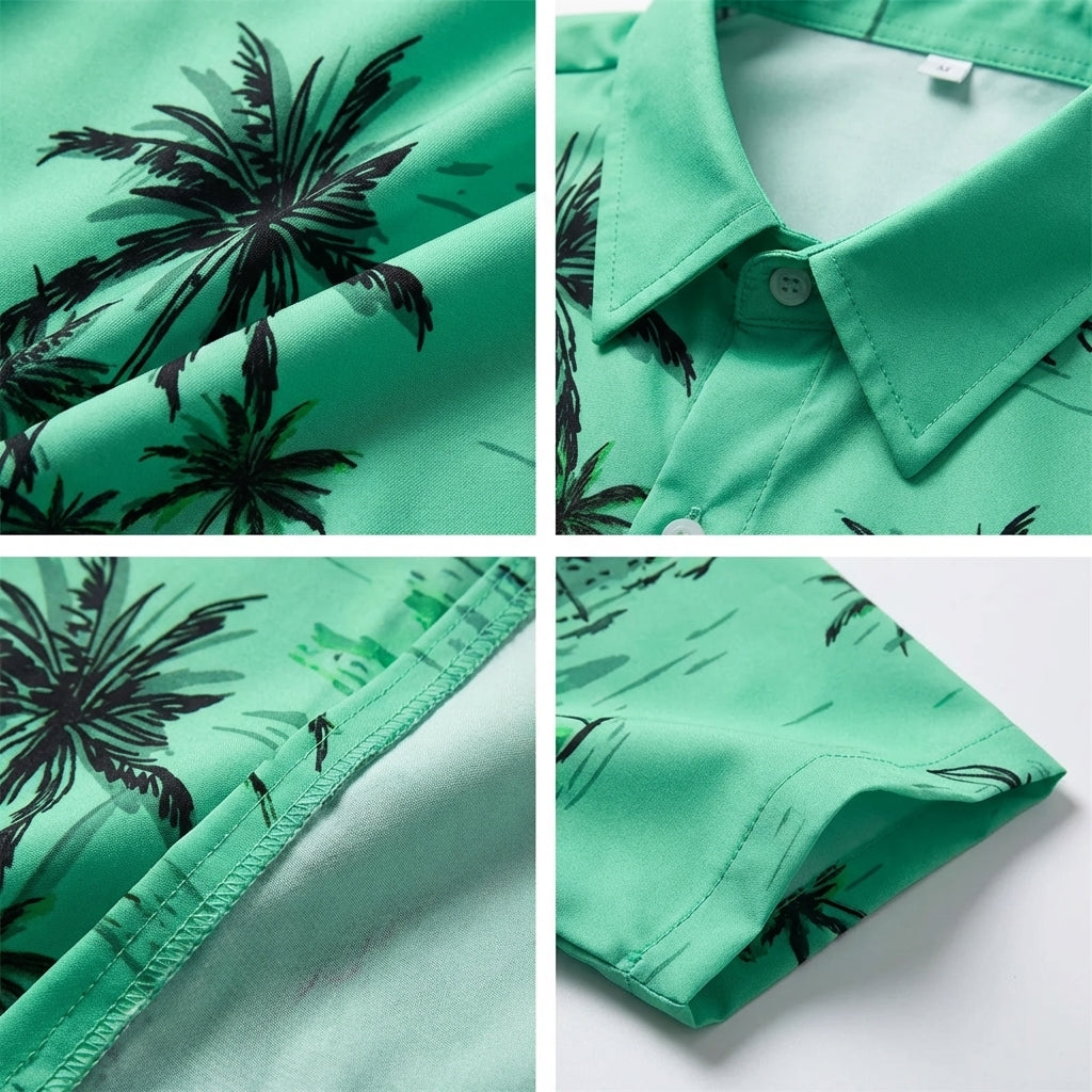 Hawaiian Shirt Short Sleeve 3D Coconut Tree Print Tropical Blend – Palmera