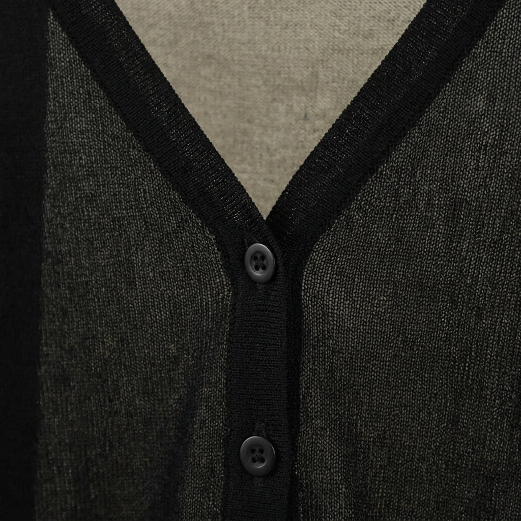 Women's Cropped Cotton Blend V Neck Cardigan Black – Elara