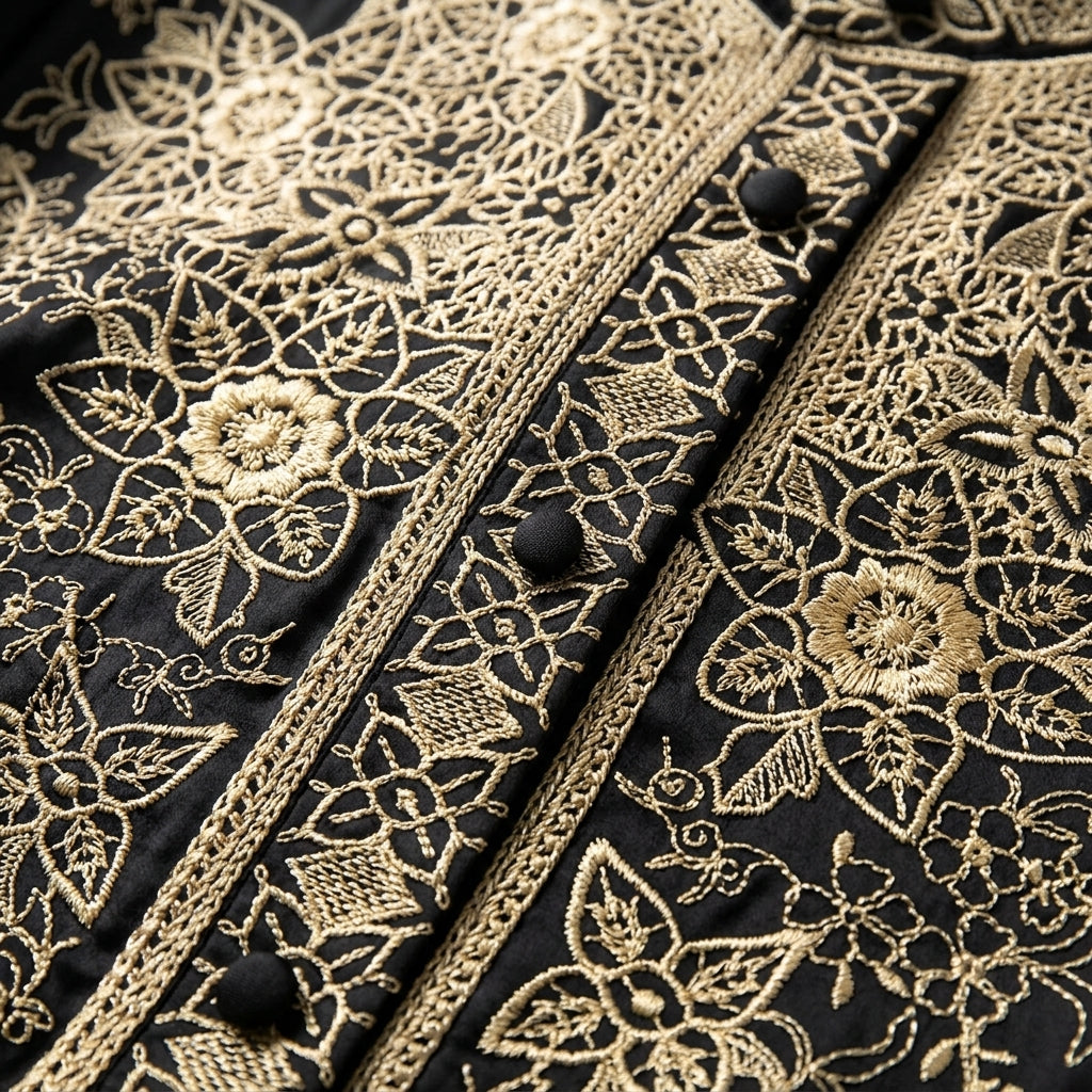 Women's Silk Blend Long Sleeve Blouse With Embroidery – Elara