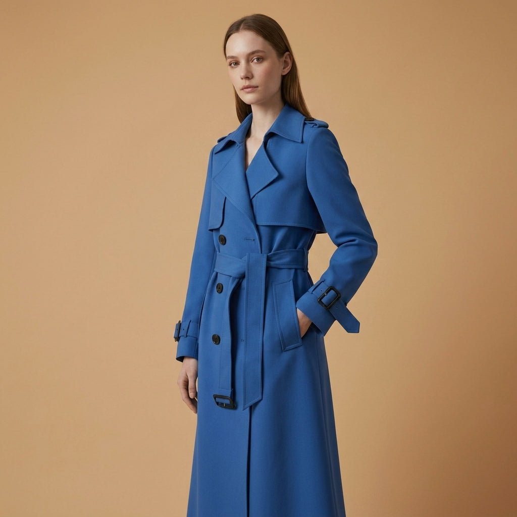 Women's Cotton Blend Belted Trench Coat – Elara