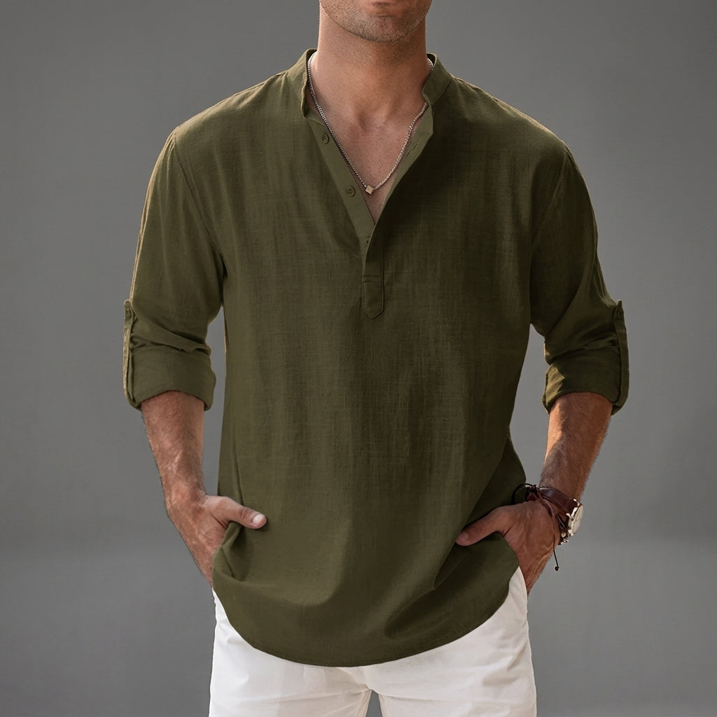 Linen Blend Shirt Relaxed Fit Breathable Style – Elara