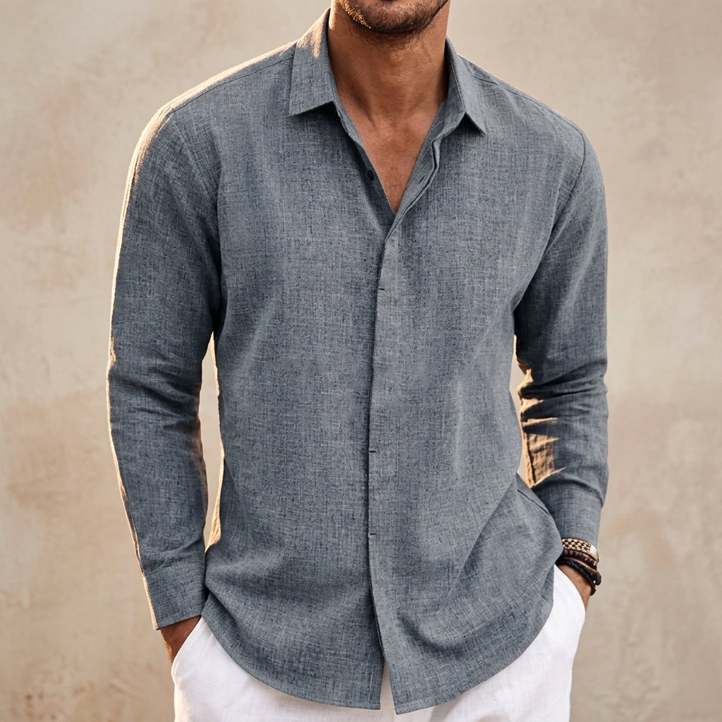 Linen Blend Button-Up Shirt Relaxed Fit – Marlowe