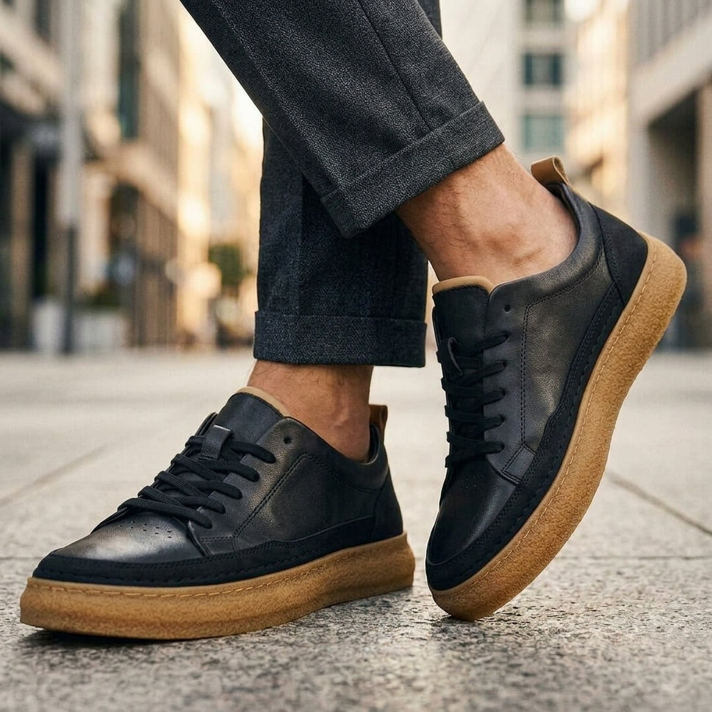 Faux Leather Sneakers Cushioned Sole Lace Up Everyday Style – Marlowe