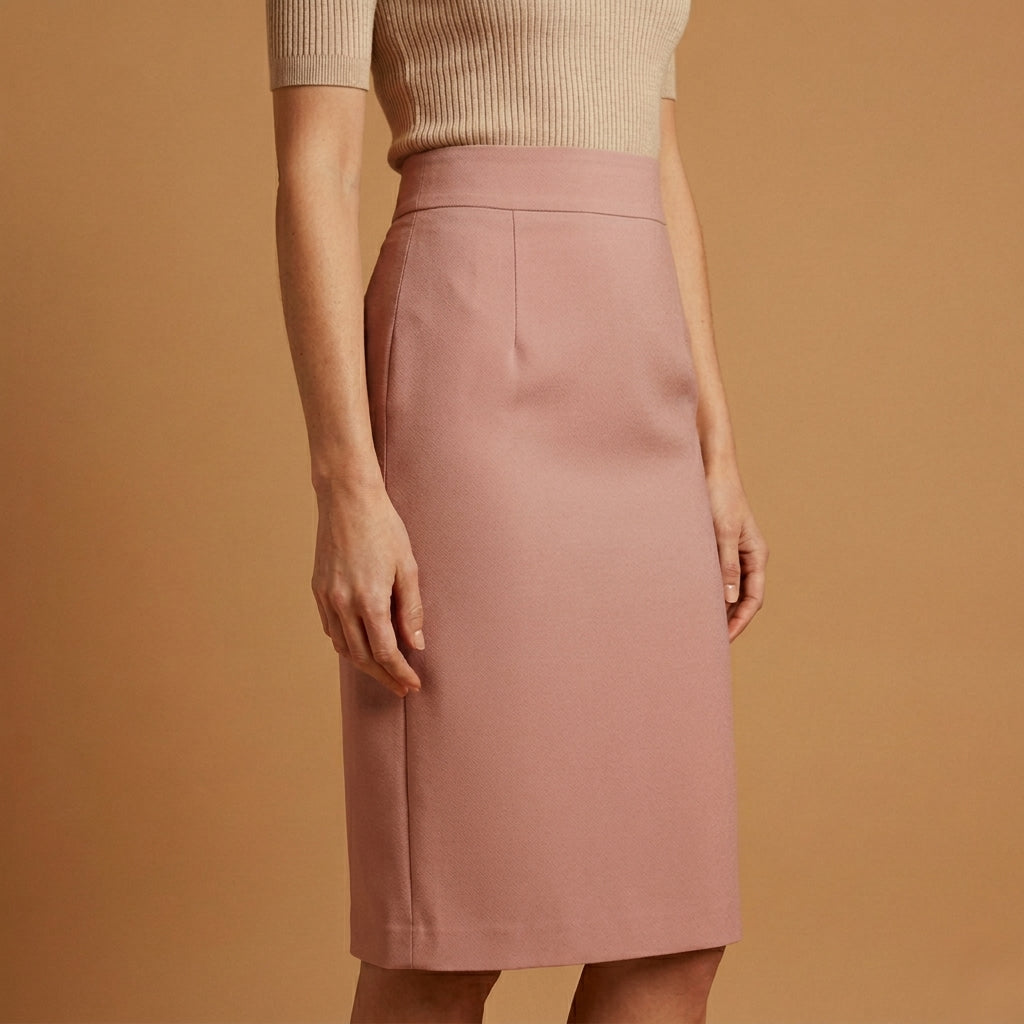 Women's High-Waisted Midi Skirt Elegant Fabric Blend – Celeste