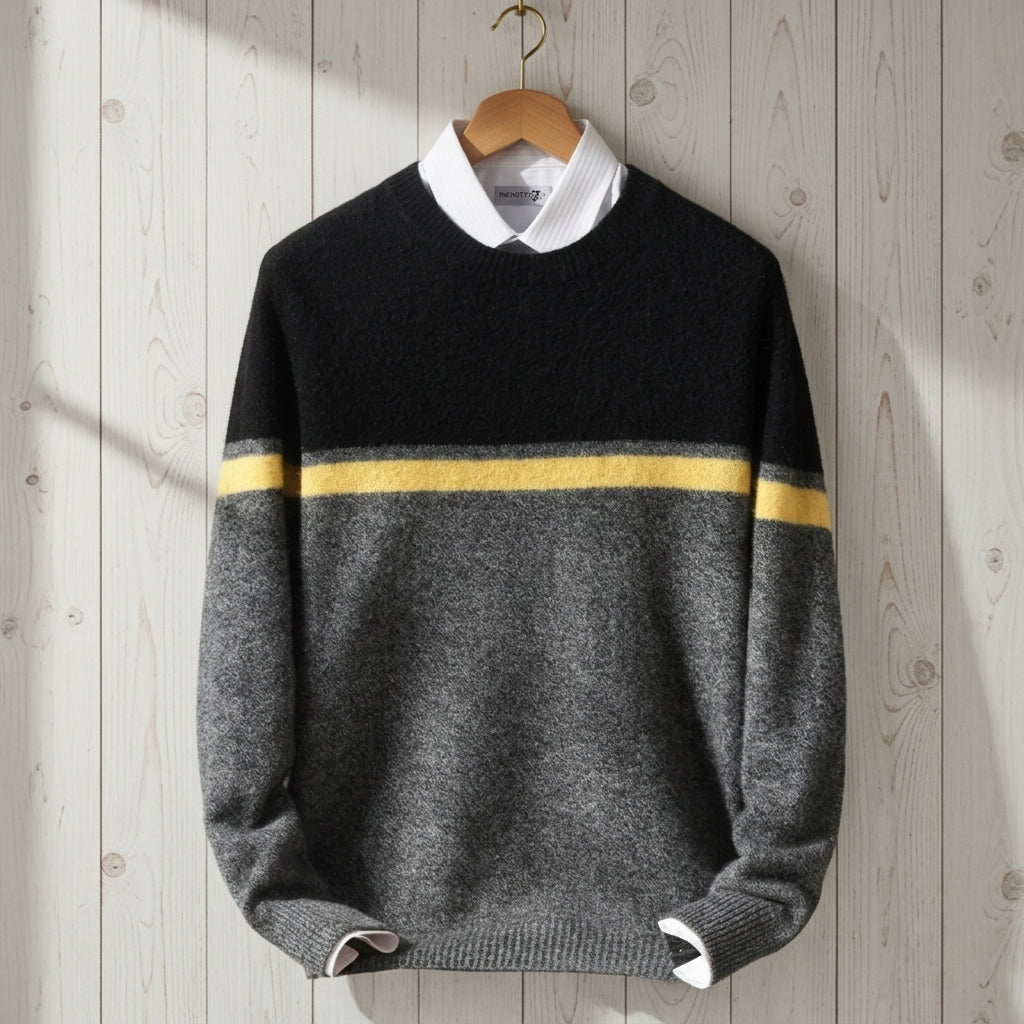 Wool Blend Crew Neck Sweater With Ribbed Trim – Marcel