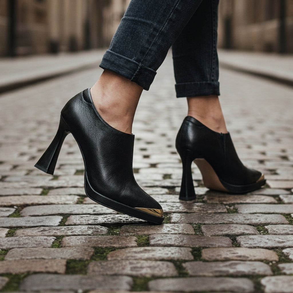 Women's Pointed-Toe Block-Heel Court Shoes Faux Leather – Elara