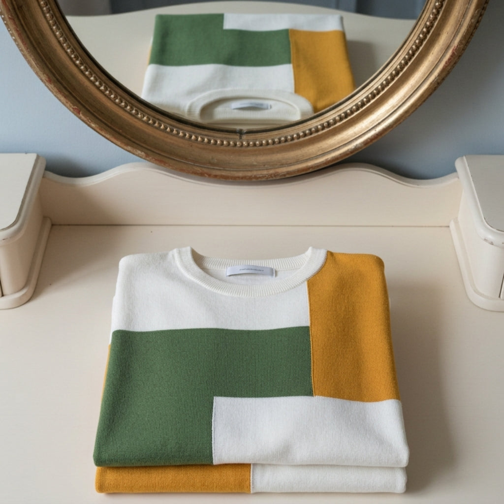 Cotton Blend Colour Block T-Shirt Relaxed Fit – Atelier