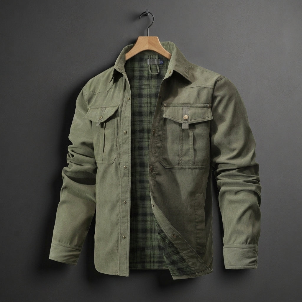 Cotton Blend Flannel-Lined Overshirt Jacket – Rowan