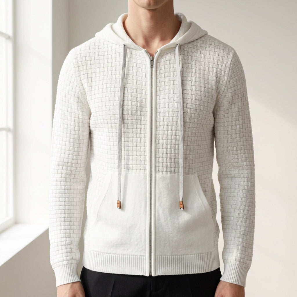 Full-Zip Hoodie Textured Fabric Everyday Comfort – Rowan