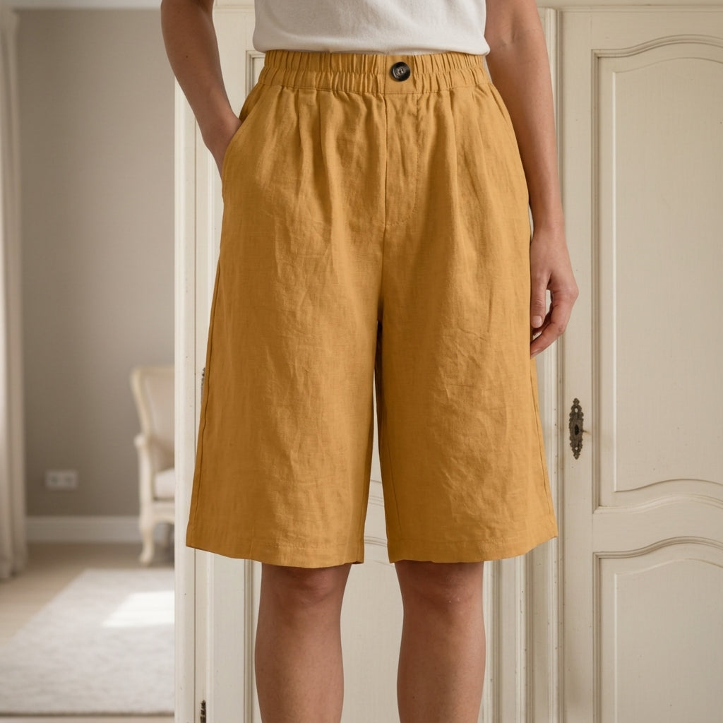 Linen Blend Comfort Shorts Relaxed Fit – Elara