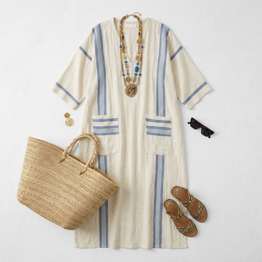 Women's Maxi Dress Elegant Kaftan Stripe Style – Marisol