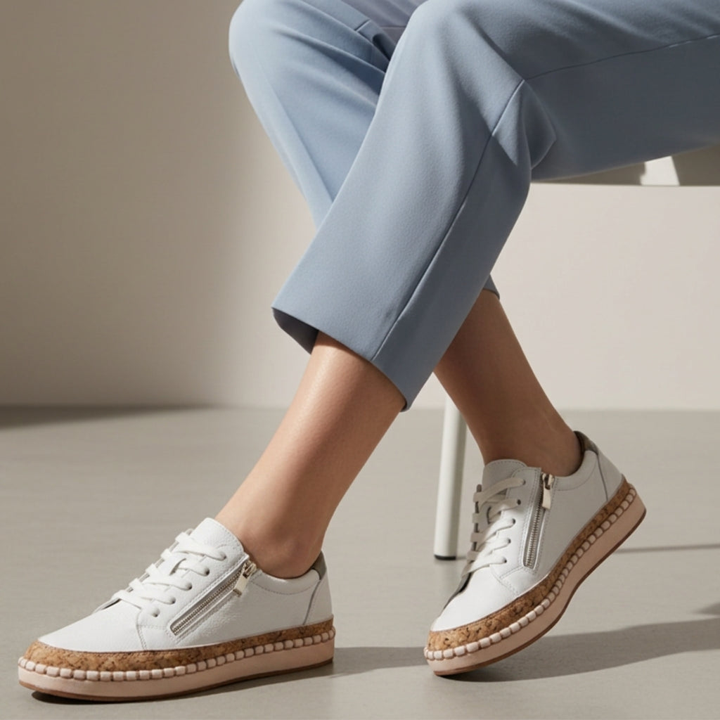 Orthopedic Lace Up Sneakers with Cork Sole and Arch Support – Alina