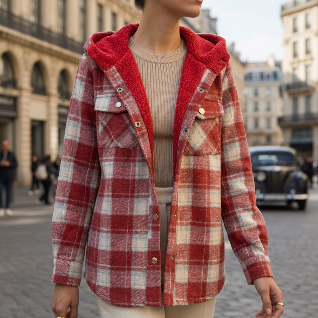 Women's Plaid Hooded Jacket Premium Blend – Marlowe