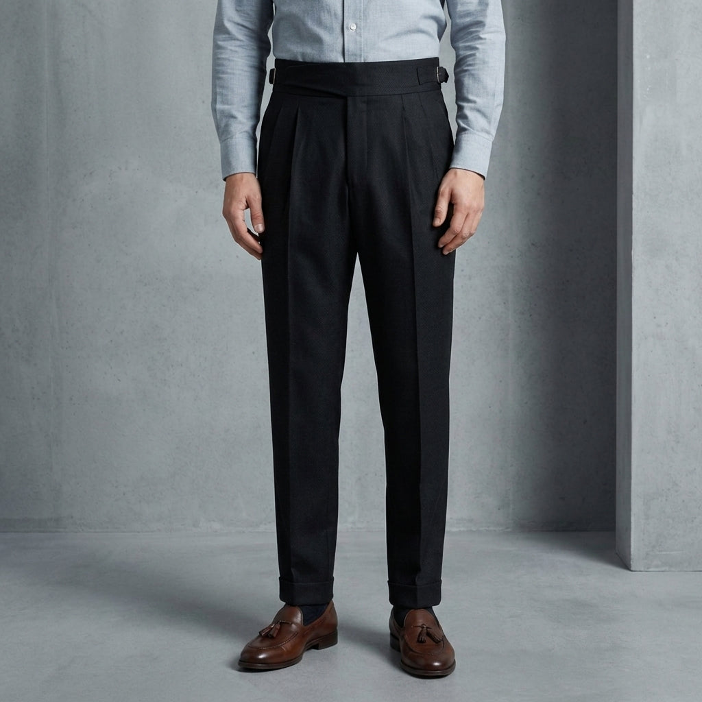 Men's Gurkha Pleated Trousers Straight Fit Adjustable Waist – Arlo