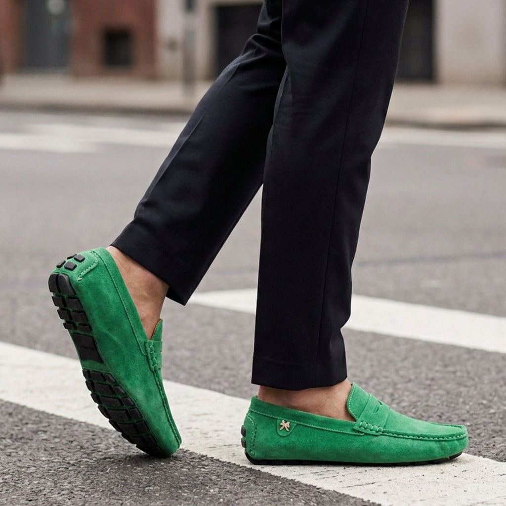 Suede Penny Loafers Non-Slip Sole Refined Faux Suede – Celeste