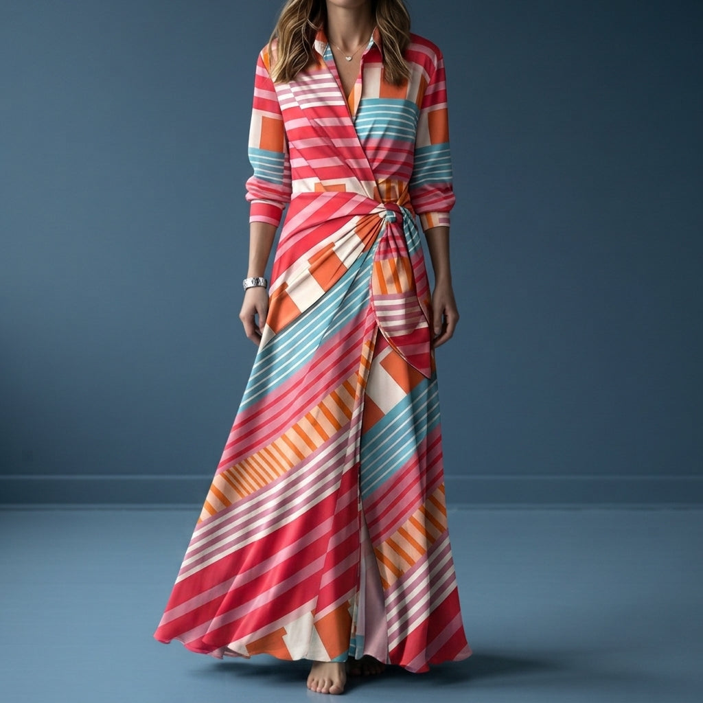 Women's Flowing Wrap Dress Elegant Fabric Blend – Elara