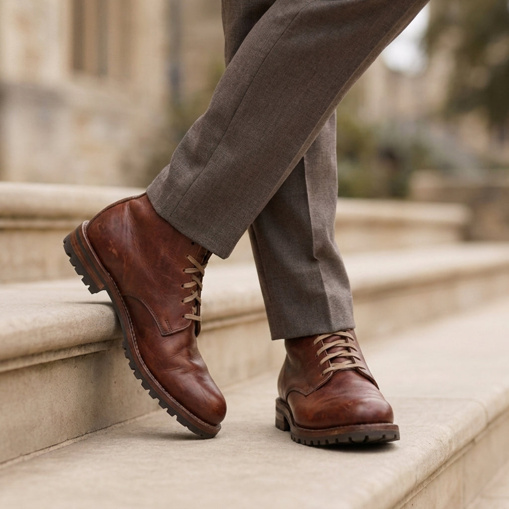 Lace-Up Boots Faux Leather Classic Style – Marlowe