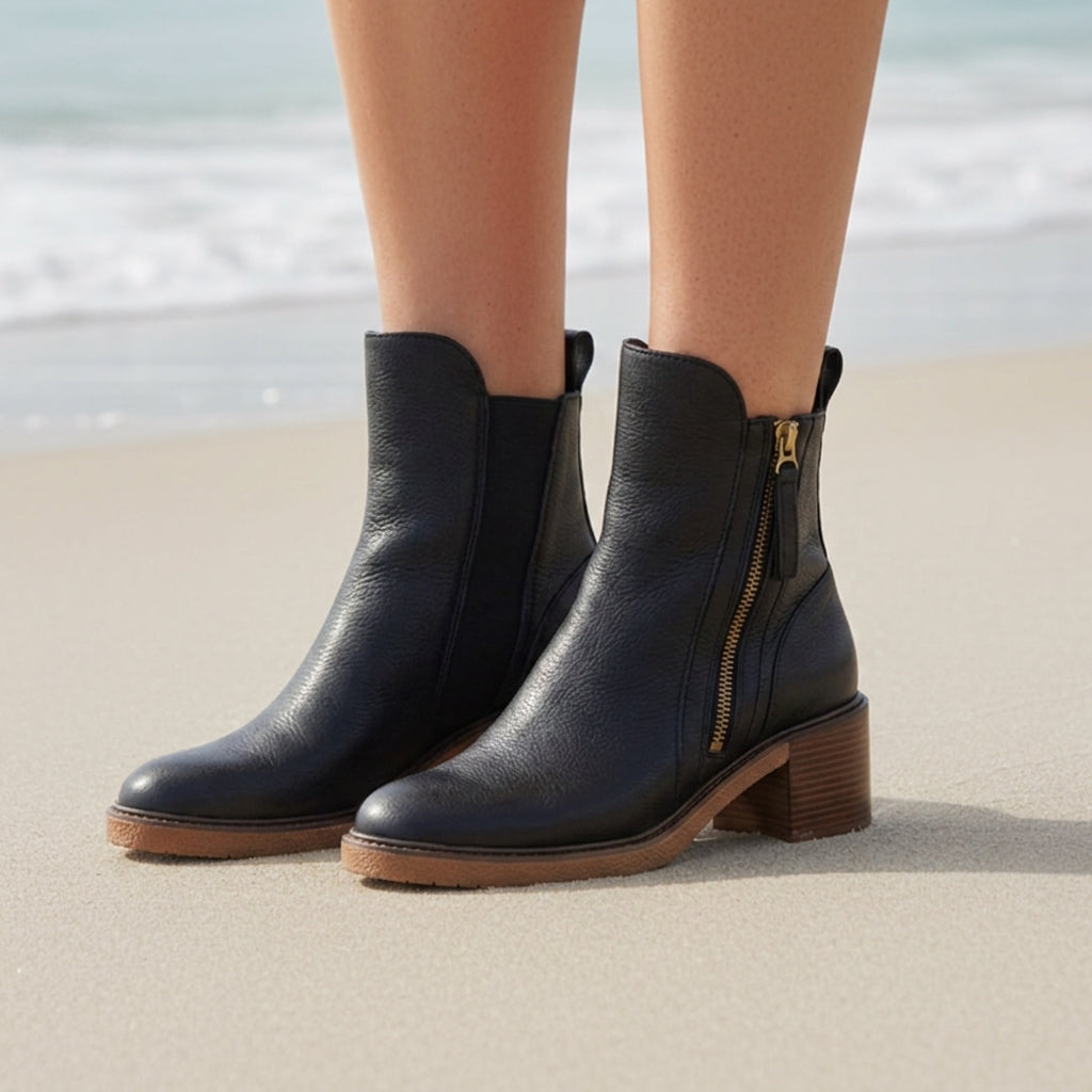 Women's Faux Leather Ankle Boots Side-Zip Sleek Style – Elara