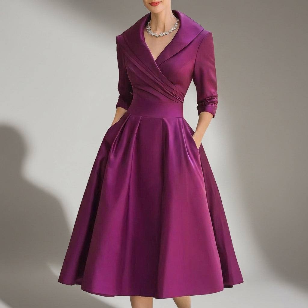 Women's A-Line Midi Dress Vintage Style Comfortable Fit – Celeste