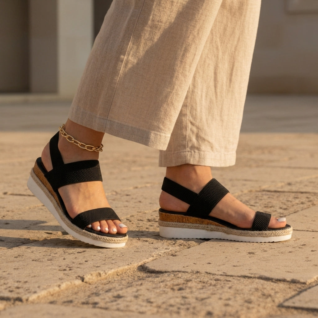 Women’s Platform Espadrille Sandals With Adjustable Strap – Elara