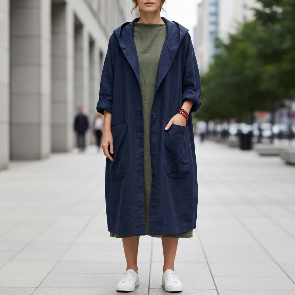 Women's Oversized Hooded Windbreaker Coat Water Resistant – Elara