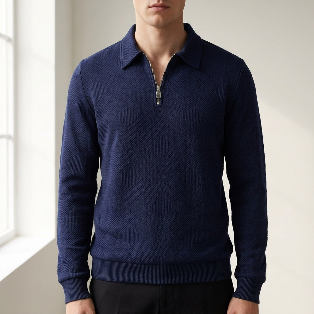 Quarter-Zip Textured Sweatshirt Soft Fabric Blend – Arden
