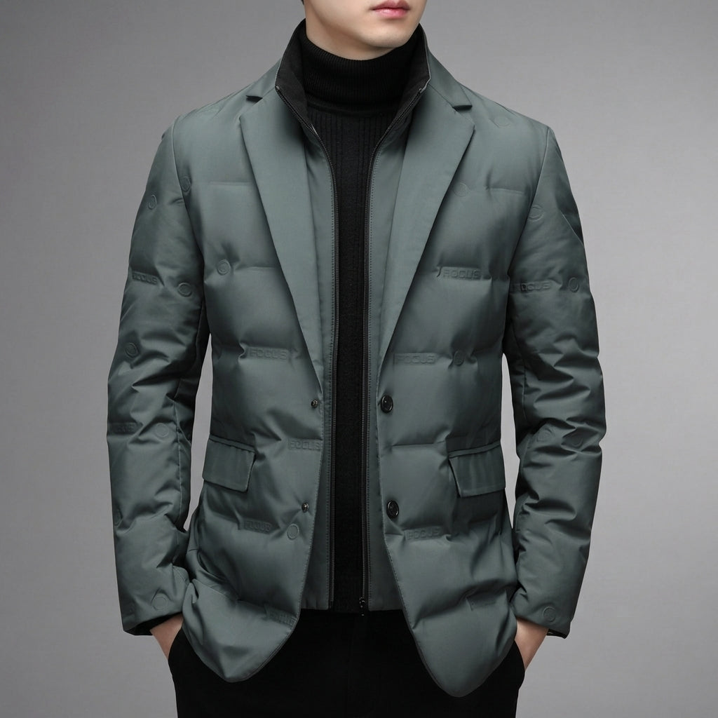 Women’s Quilted Puffer Blazer Goose Down High Collar – Aurelia