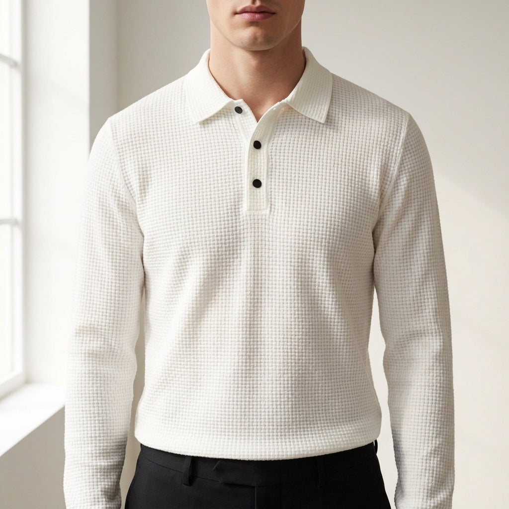 Men's Textured Knit Polo Short Sleeve Classic Style – Matteo