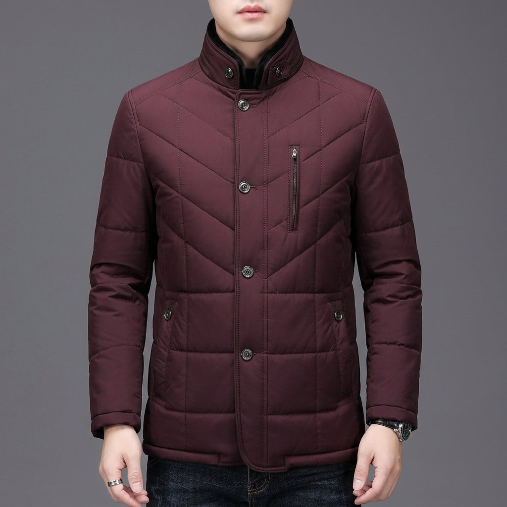 Quilted Fur Collar Jacket for Women Button Front Two Pockets – Aurelia