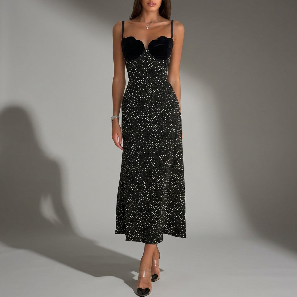 Women's Velvet Bustier Midi Dress Elegant Silhouette – Celeste
