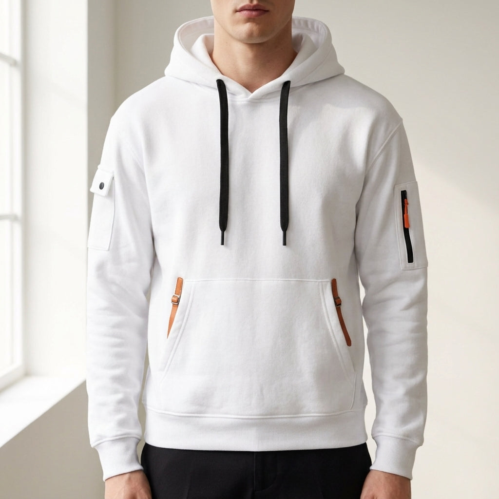 Quarter-Zip Hoodie Multi-Pocket Adjustable Hood Comfortable Fit – Rowan