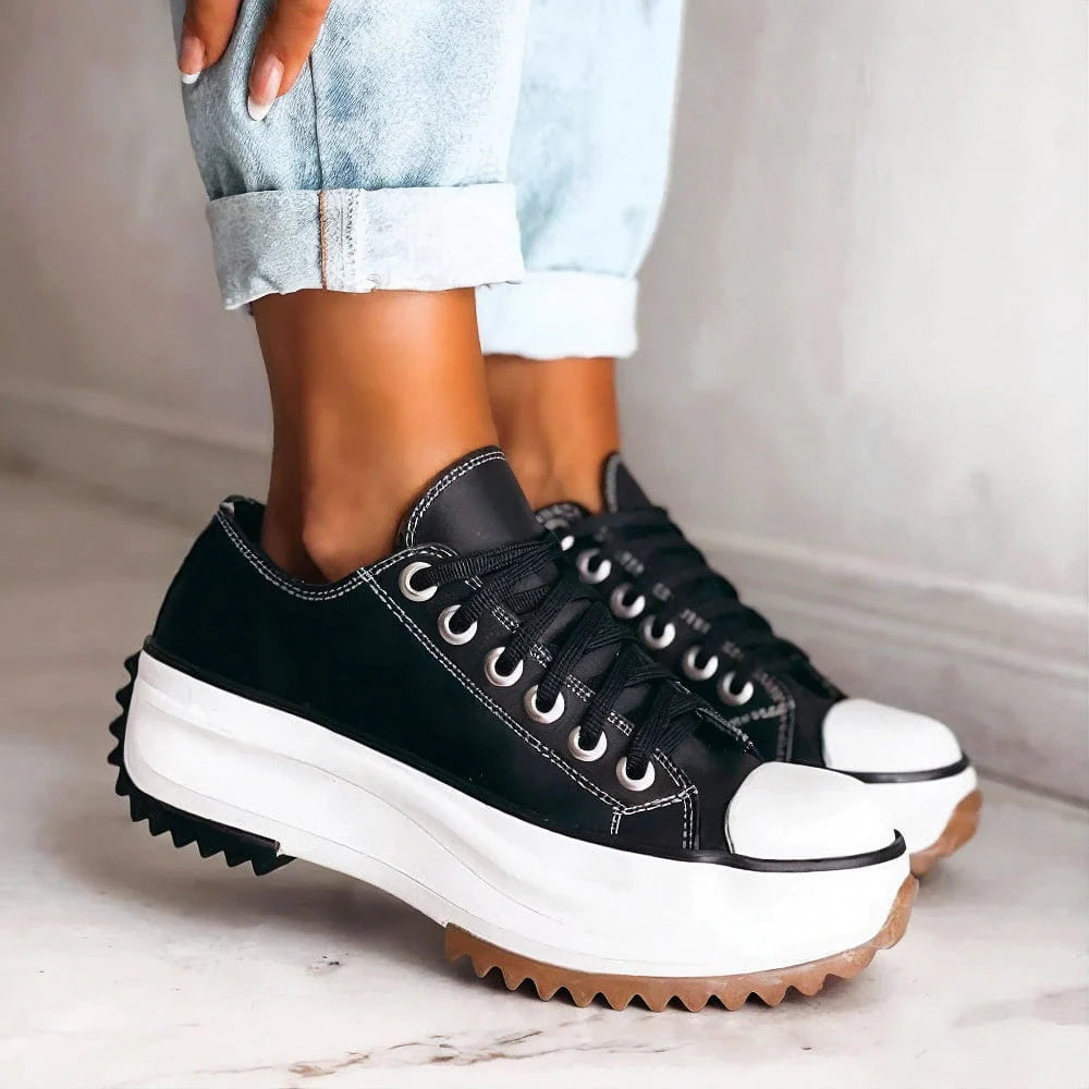 Orthopedic Sneakers Cushioned Platform Faux Leather Textile Supportive Fit – Elara