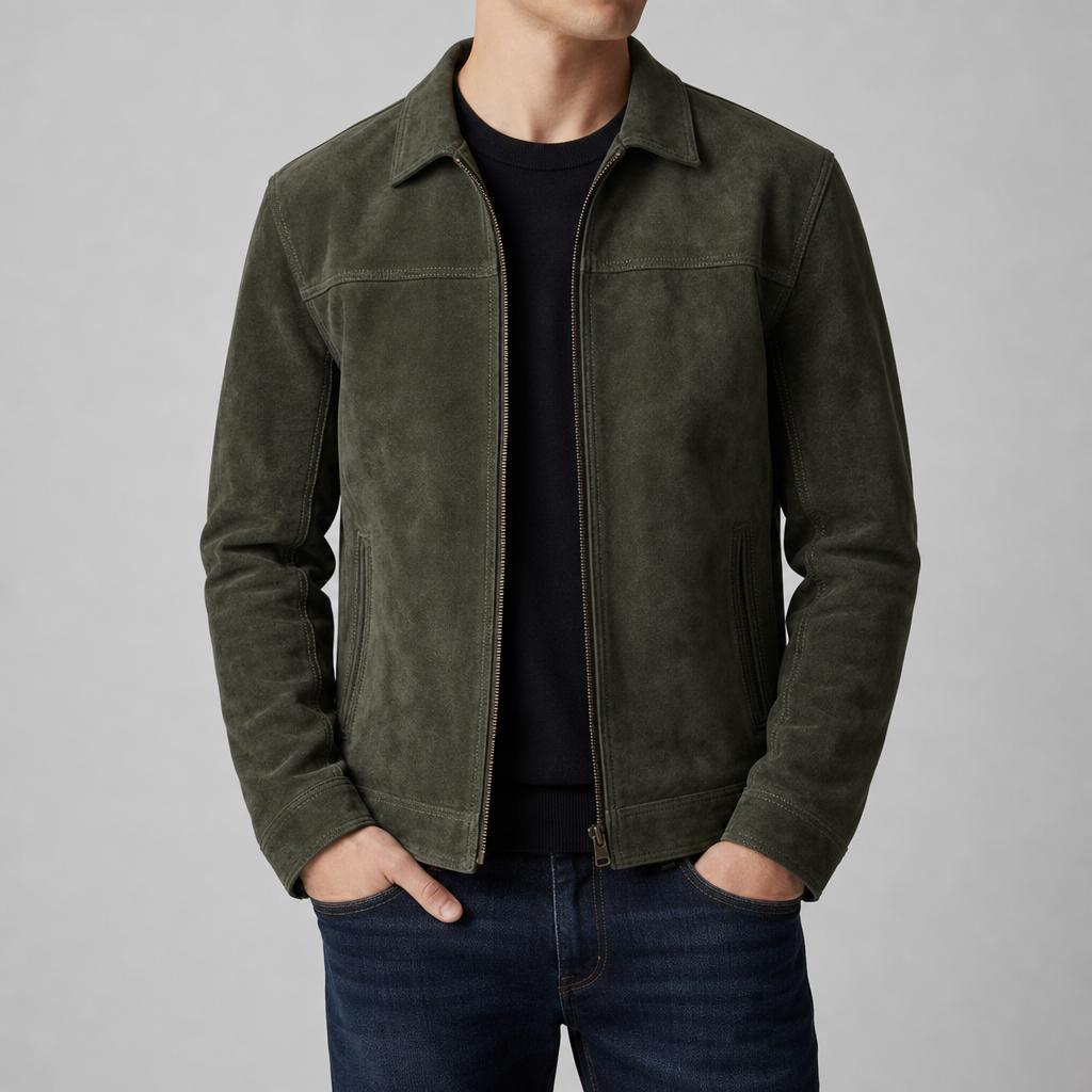 Faux Leather Zip Jacket Distressed Fitted Style – Arden