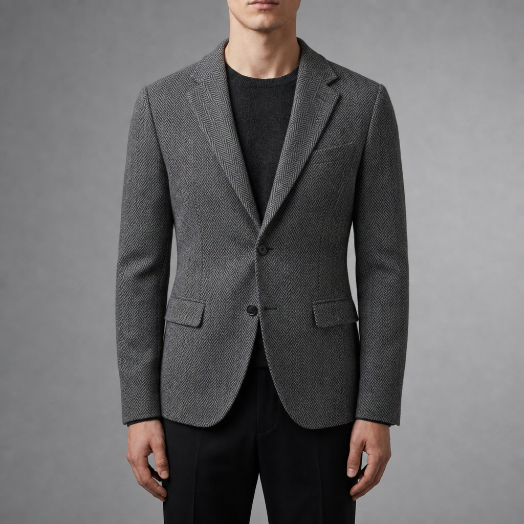 Wool Herringbone Blazer Tailored Single Breasted – Rowan