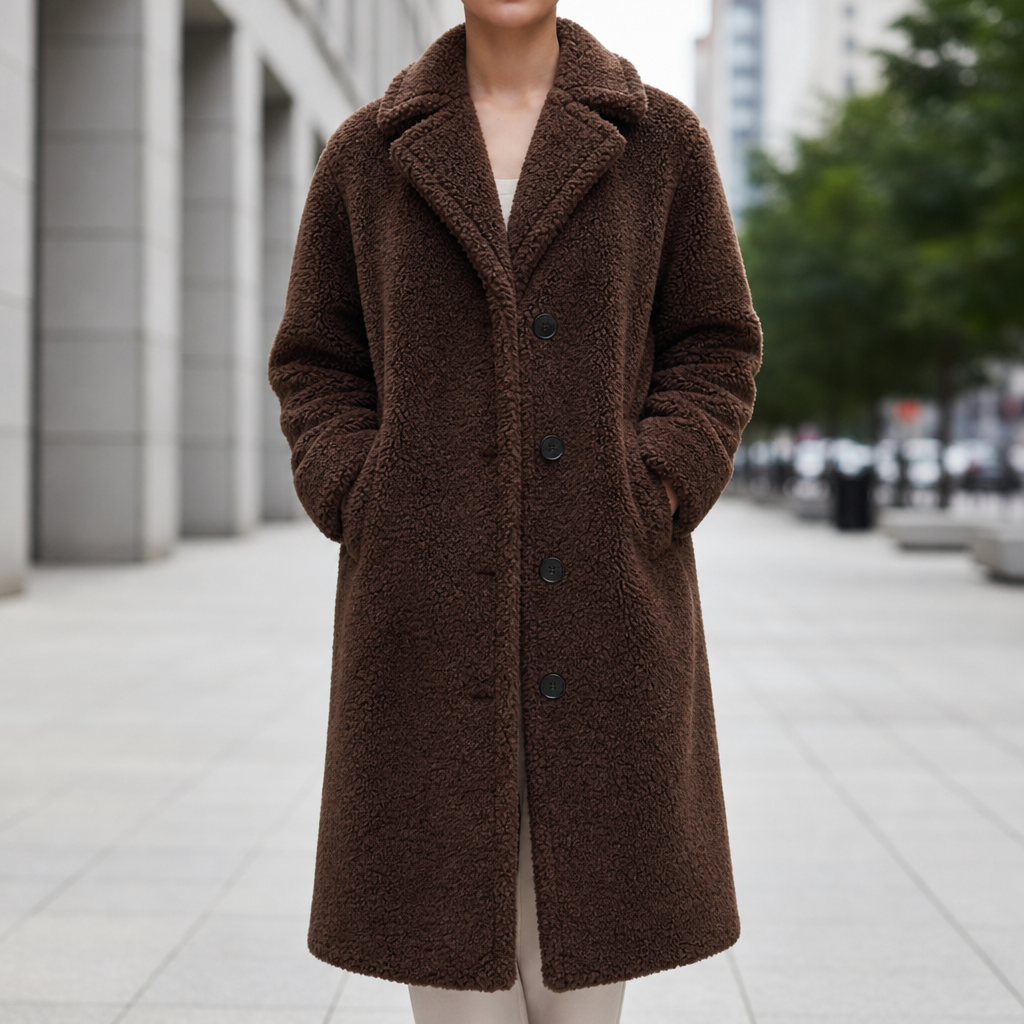 Women's Teddy Long Coat Oversized Button Front – Marlowe