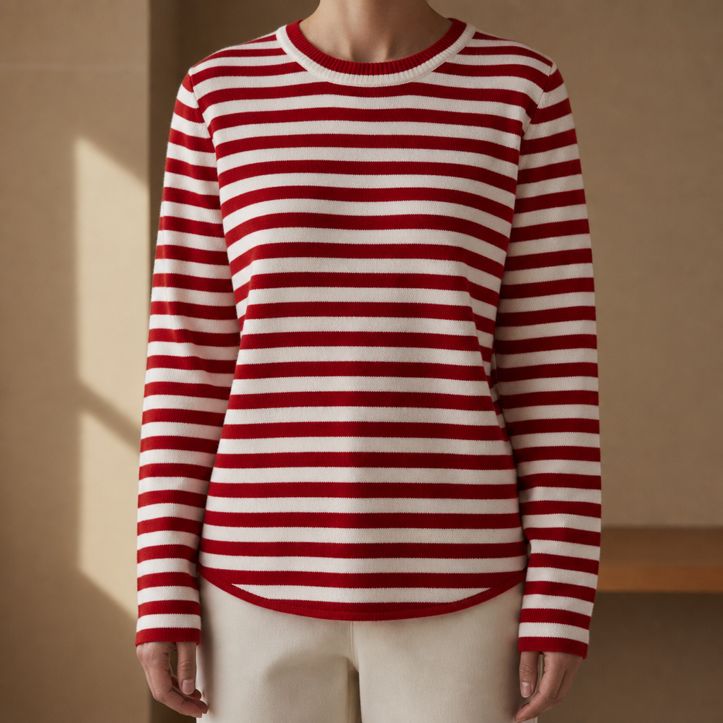 Striped Knit Long Sleeve Top in Cotton Blend – Marlowe