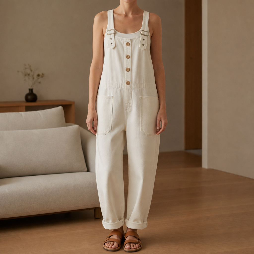 Women's Wide-Leg Denim Overalls Relaxed Fit Adjustable Straps – Marlowe