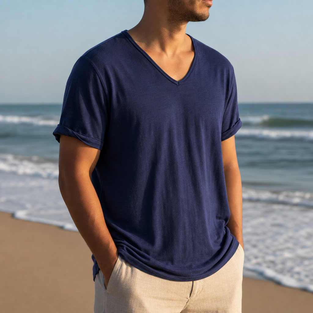 Organic Cotton V-Neck T-Shirt Relaxed Fit – Marlow