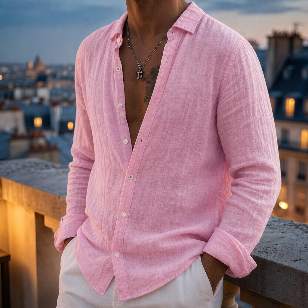 Long Sleeve Linen Shirt Cotton Blend Classic Collar – Marlowe