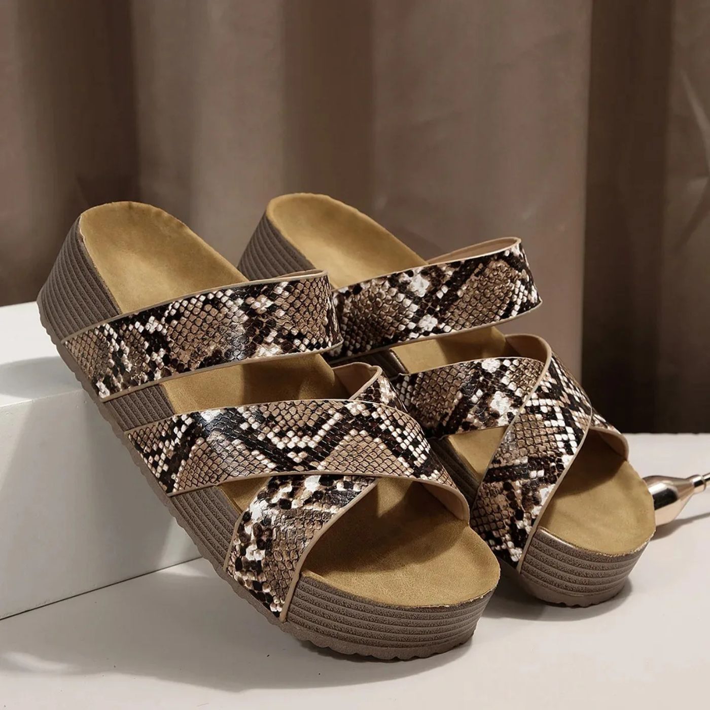 Orthopedic Braided Slide Sandals with Platform