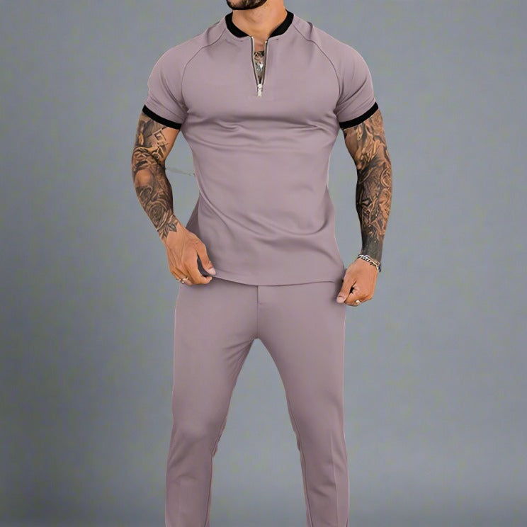 Jack Cole Breathable Cotton Zip Shirt with Contrasting Collar and Cuffs