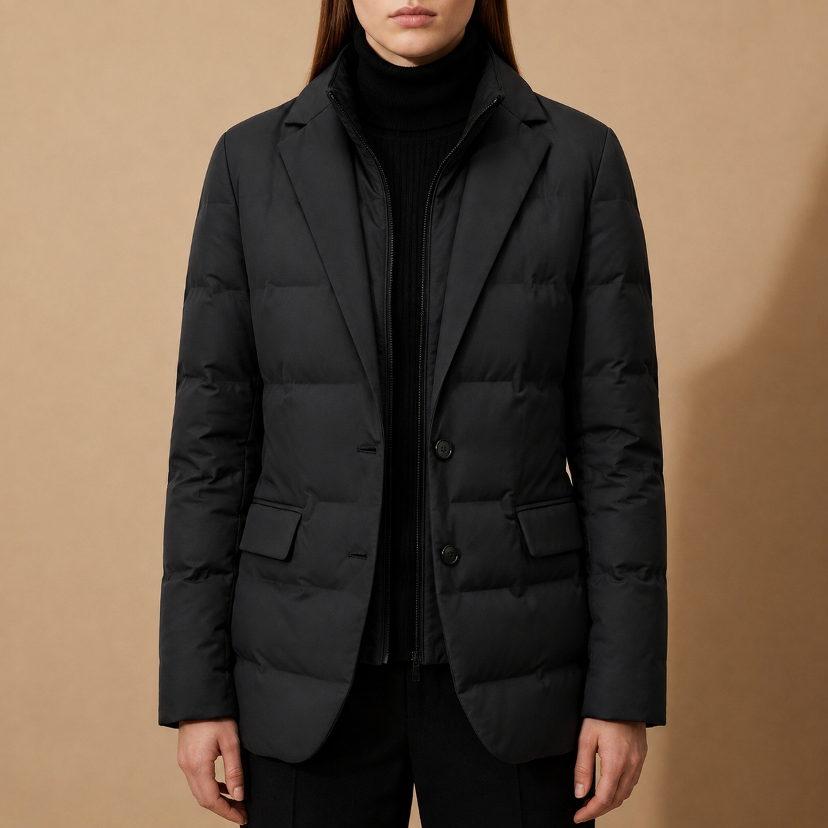 Quilted Puffer Blazer Coat Lightweight Zip Relaxed Fit – Elara