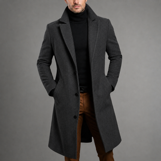 Men's Wool Blend Long Overcoat Slim Fit – Alistair
