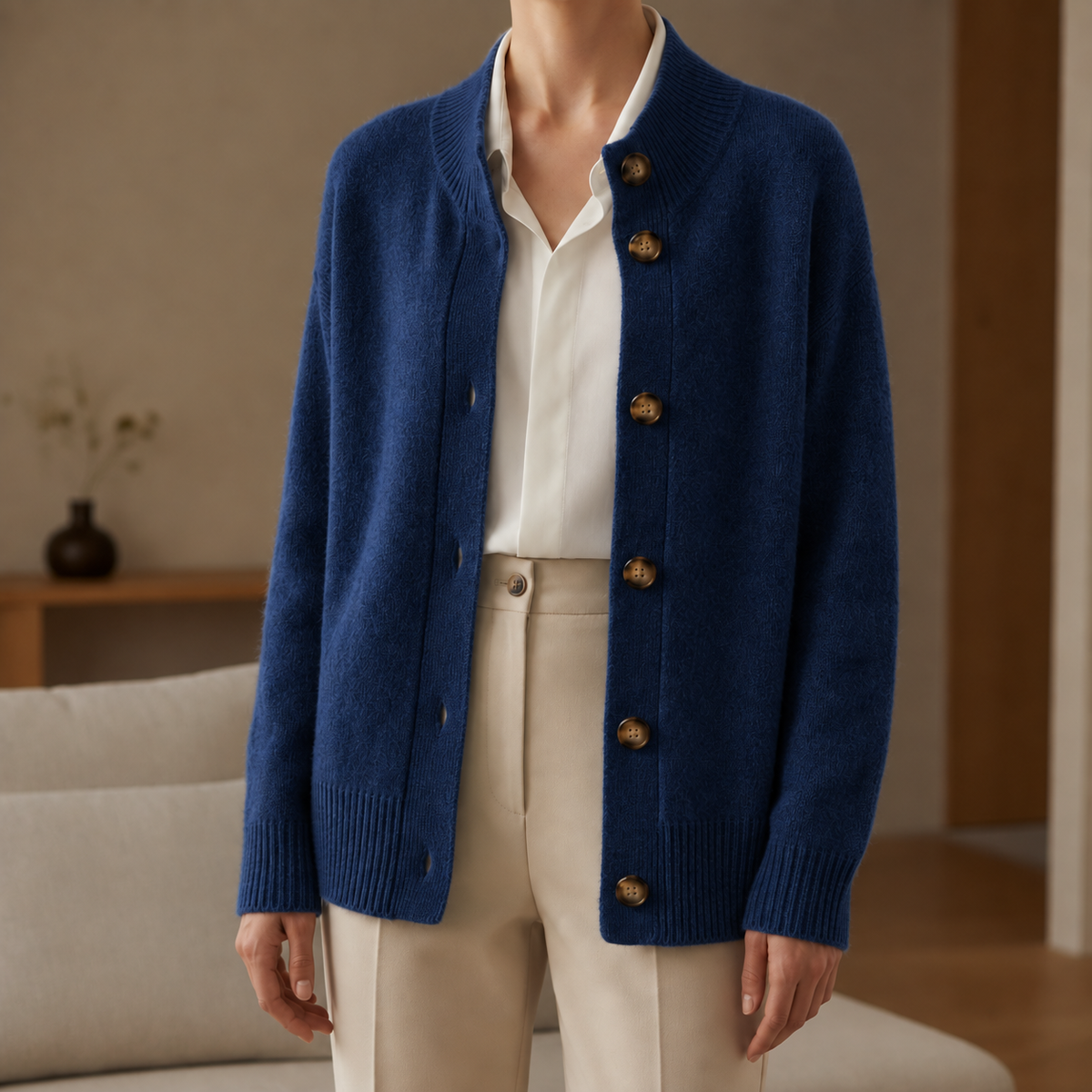 Women's Cashmere Blend Knit Cardigan Relaxed Fit – Marlowe