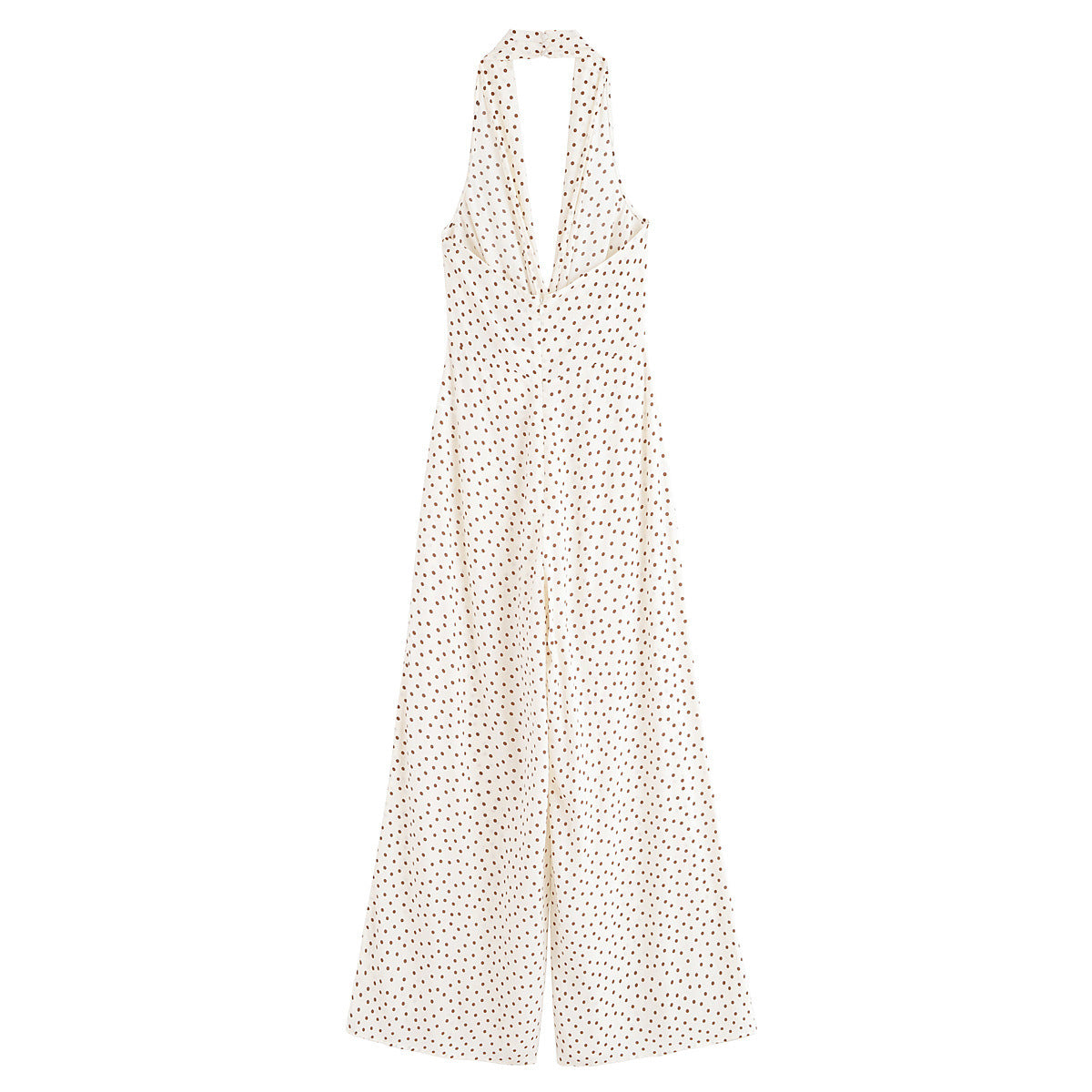 Combinaison chic à col halter à pois et jambes larges pour femmes